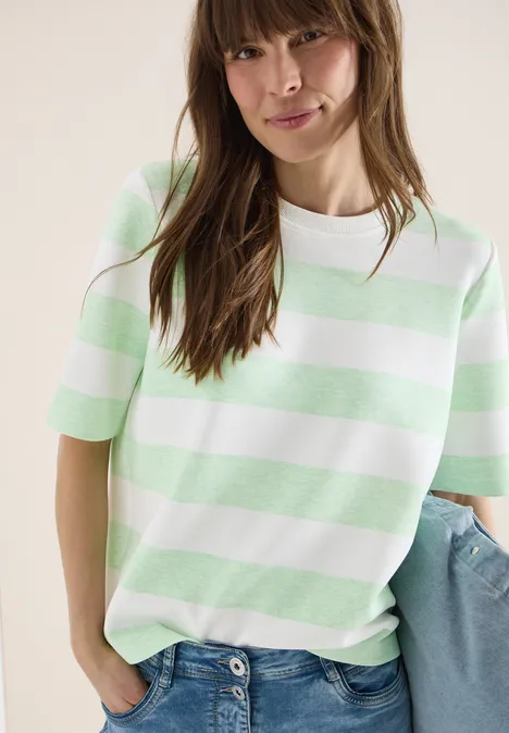 Kurzarm Sweatshirt mit Streifen juicy lime