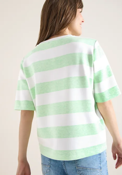 Kurzarm Sweatshirt mit Streifen juicy lime