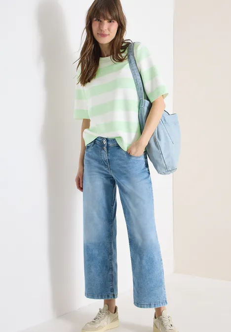 Kurzarm Sweatshirt mit Streifen juicy lime