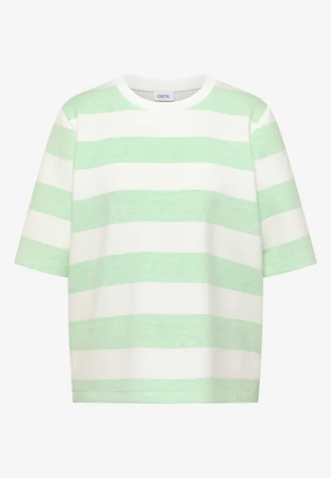 Kurzarm Sweatshirt mit Streifen juicy lime