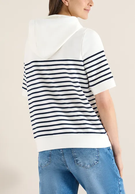 Kurzarm Sweatshirt mit Kapuze und Streifen universal blue Kurzarm Sweatshirt mit Kapuze und Streifen universal blue