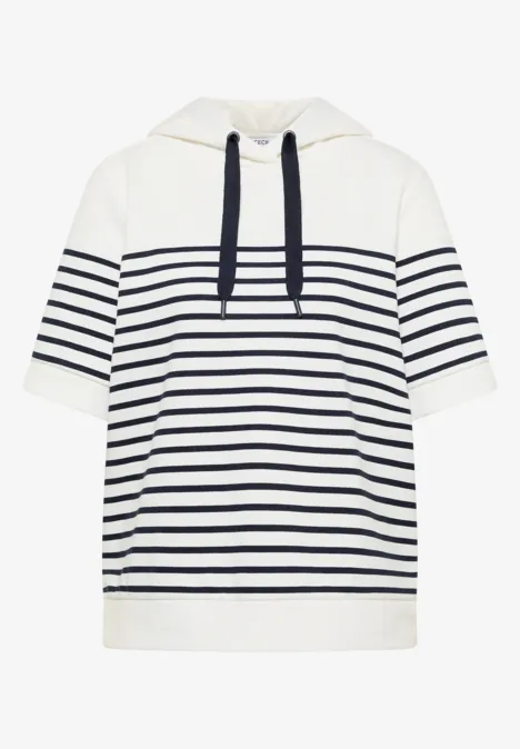 Kurzarm Sweatshirt mit Kapuze und Streifen universal blue Kurzarm Sweatshirt mit Kapuze und Streifen universal blue