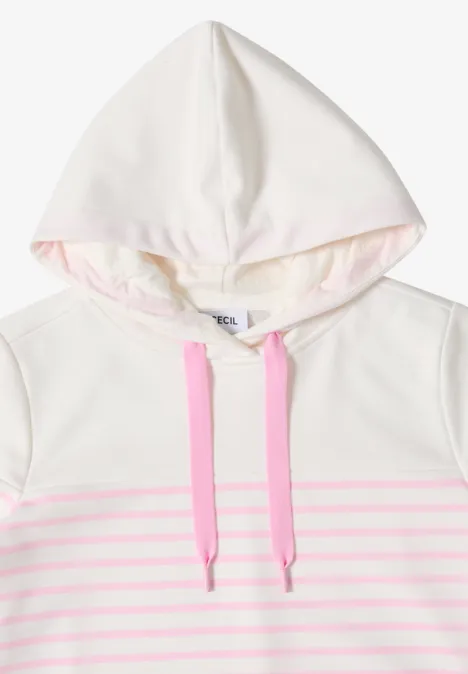 Kurzarm Sweatshirt mit Kapuze und Streifen light blush rose