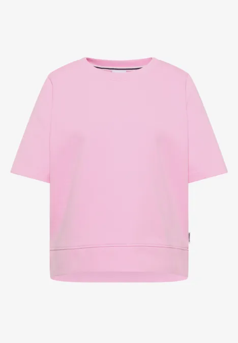 Sweater met korte mouwen en ronde hals light blush rose Roze T-shirt met korte mouwen en strak design.