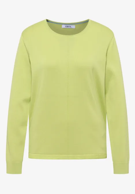 Pull basique à col rond citrin green Damenpullover in hellem Limettengrün mit Rundhalsausschnitt und langen Ärmeln.