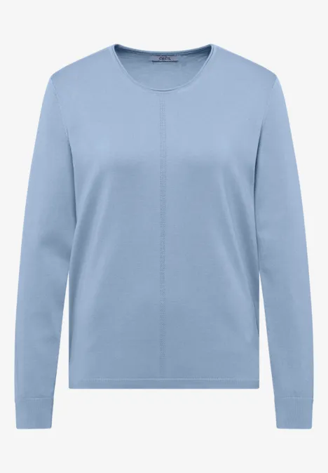 Basic Pullover mit Rundhals easy blue Hellblauer Pullover mit Rundhalsausschnitt und langen Ärmeln