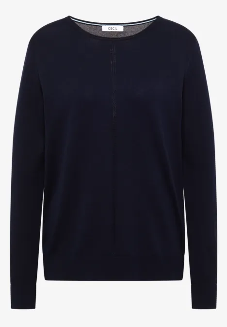 Basic Pullover mit Rundhals in Unifarbe urban dark blue Dunkelblauer, schlichter Pullover mit Rundhalsausschnitt und langen Ärmeln.