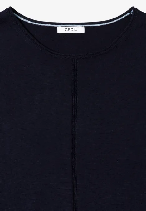 Basic Pullover mit Rundhals in Unifarbe urban dark blue Schlichtes dunkelblaues Langarmshirt mit Rundhalsausschnitt und dezenter Mittelnaht.