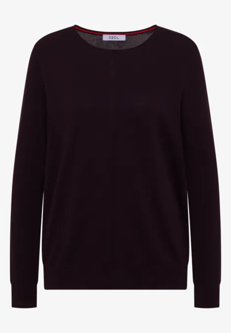 Basic Pullover mit Rundhals in Unifarbe eggplant red Schwarzer, schlichter Pullover mit Rundhalsausschnitt und langen Ärmeln