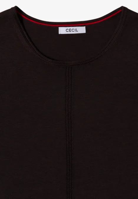 Basic Pullover mit Rundhals in Unifarbe truffle brown Schwarzes Langarmshirt mit Rundhalsausschnitt und Mittelnähte, schlichtes Design mit Markenlabel im Nacken.