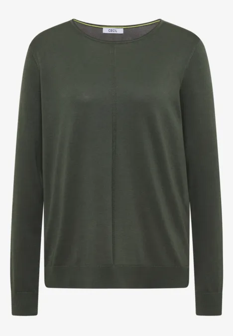 Basic Pullover mit Rundhals in Unifarbe dried olive green Dunkelgrüner, schlichter Pullover mit Rundhalsausschnitt und langen Ärmeln.