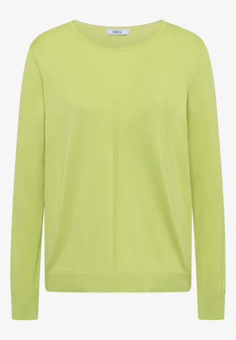 Basic Pullover mit Rundhals in Unifarbe citrin green Ein hellgrüner, langärmeliger Rundhals-Pullover aus feinem Strick.