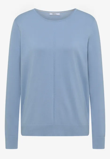 Basic Pullover mit Rundhals in Unifarbe easy blue Hellblauer Pullover mit Rundhalsausschnitt und langen Ärmeln.