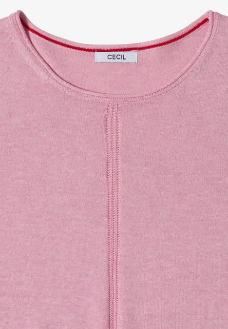 Rosafarbenes, kurzärmeliges T-Shirt mit Rundhalsausschnitt von CECIL.