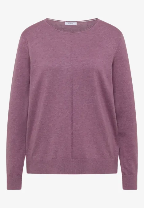 Basic Pullover mit Rundhals in Unifarbe lavender purple melange Ein schlichtes, violettes Langarm-Pullover mit Rundhalsausschnitt.
