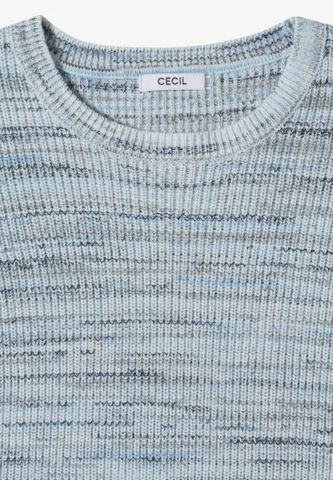Hellgrauer Strickpullover mit Rundhalsausschnitt und dezentem Melange-Muster