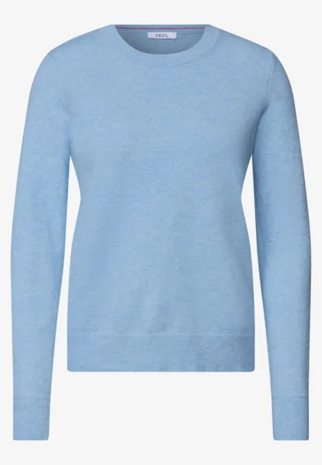 Effen trui met ronde hals cosmopolitan blue melange Lichtblauwe, effen trui met ronde hals en lange mouwen.