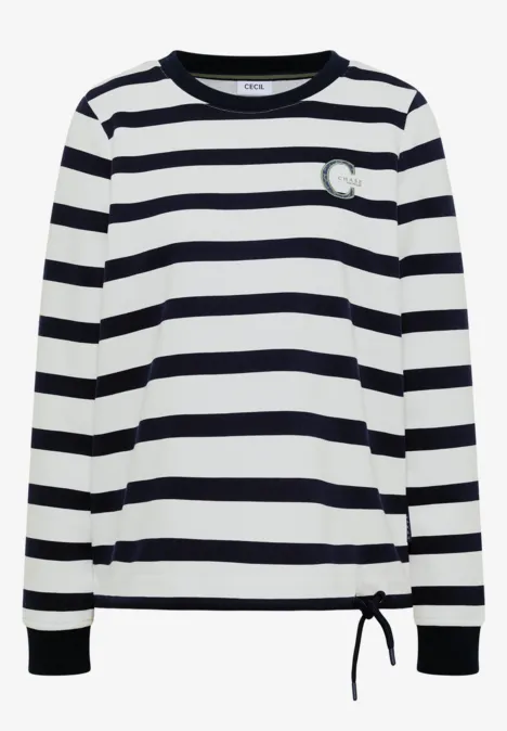 Sweatshirt mit Rundhals und Tunnelzug urban dark blue Weiß-blau gestreiftes Langarmshirt mit Rundhalsausschnitt, Tunnelzug am Saum und kleinem Brustlogo.