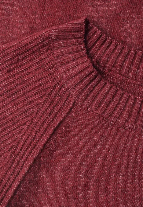 Pullover mit Rundhals und Strukturmix rhubarb melange Roter Strickpullover mit feiner Rippenstruktur und Rundhalsausschnitt.