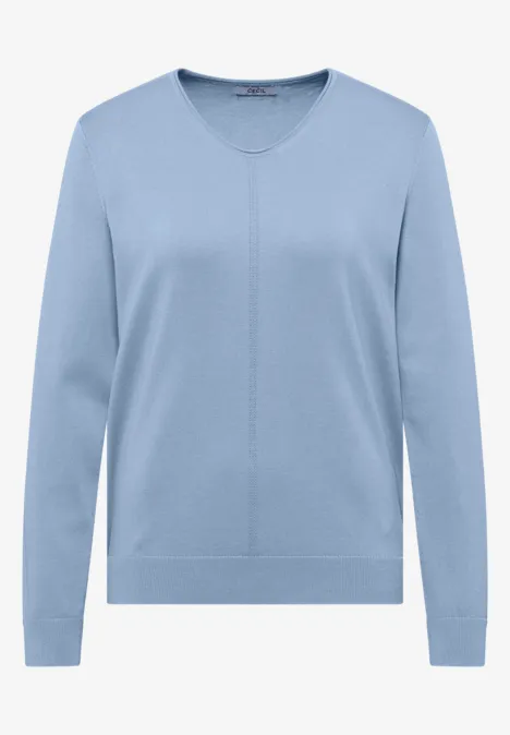 Eenvoudige trui met V-hals in effen kleur easy blue Lichtblauwe trui met V-hals en lange mouwen.