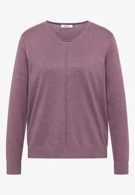 Lila V-Ausschnitt-Pullover mit langen Ärmeln