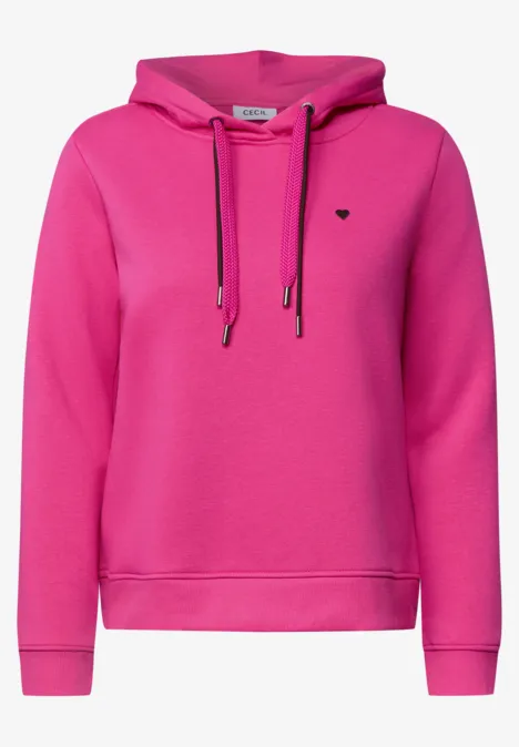 Langarm Sweatshirt mit Kapuze pink flash Pinkfarbener Kapuzenpullover mit Kordelzug und kleiner Logo-Applikation auf der Brust.