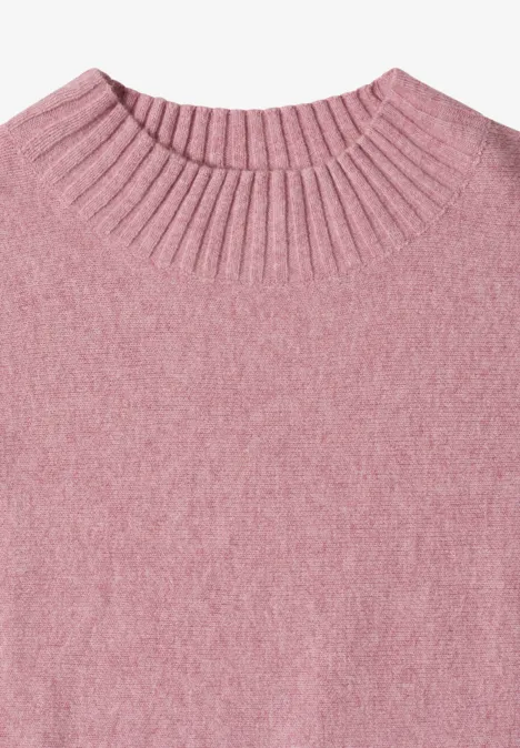 Dolman-trui met col velvet rose melange Rosa Pullover aus weichem Strick mit hohem, geripptem Kragen.