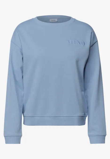 Sweatshirt mit Rundhals und Backprint cosmopolitan blue Hellblauer Sweater mit Rundhalsausschnitt und dezentem Logo auf der Brust