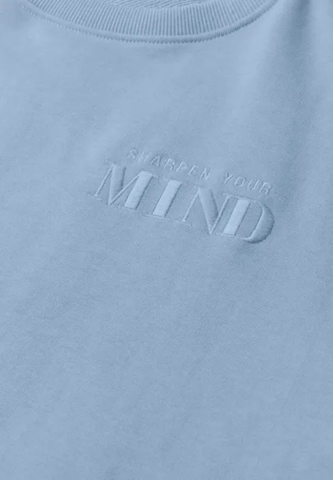 Sweatshirt mit Rundhals und Backprint cosmopolitan blue Hellblauer Pullover mit dezent gesticktem Schriftzug "A SIMPLE STATE OF MY MIND"