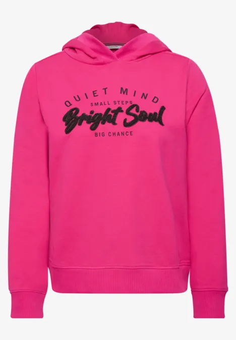 Pinkes Kapuzen-Sweatshirt mit dem Aufdruck "Quiet Mind, Bright Soul"