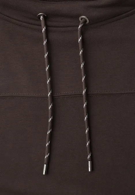 Sweat à capuche marron avec cordons contrastés