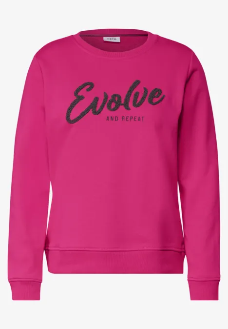 Sweatshirt met ronde hals en tekst pink flash Roze trui met opdruk "Evolve and repeat"
