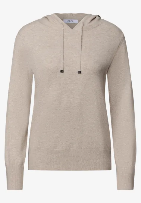 Pull uni à capuche Coffee beige melange Sweat à capuche beige clair en tissu doux, cordon de serrage et bordures côtelées.