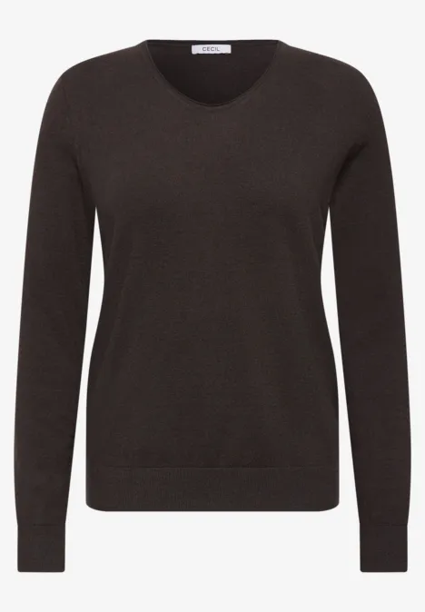 Pull noir uni à col rond et manches longues
