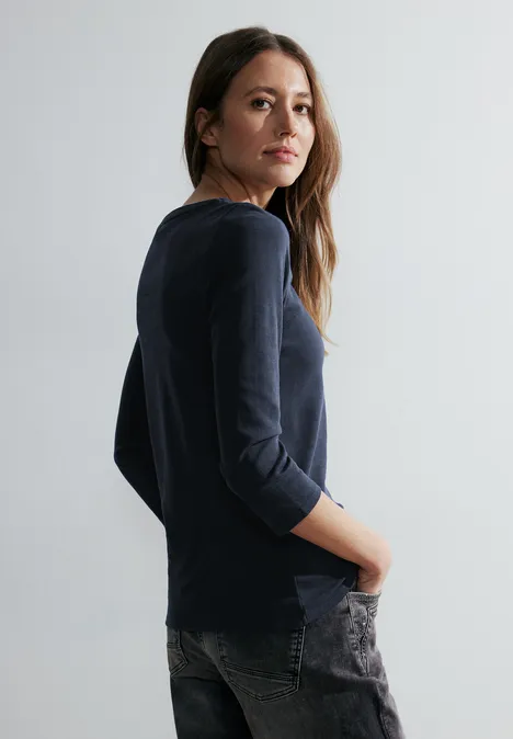 Basic Shirt in Unifarbe universal blue