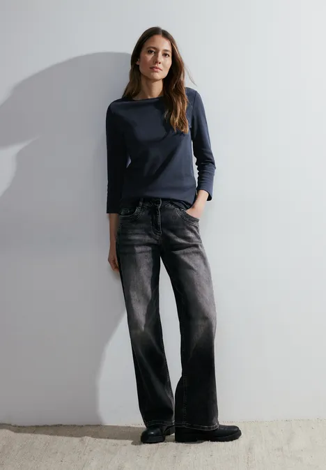 Basic Shirt in Unifarbe universal blue