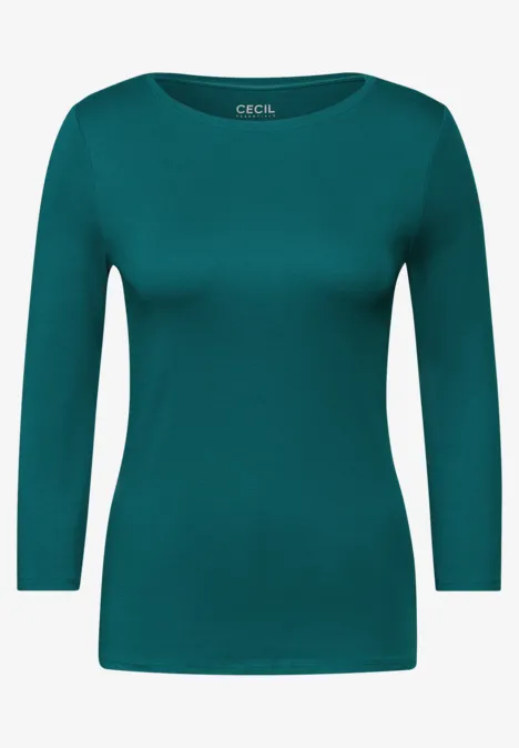 Basic Shirt in Unifarbe petrol green