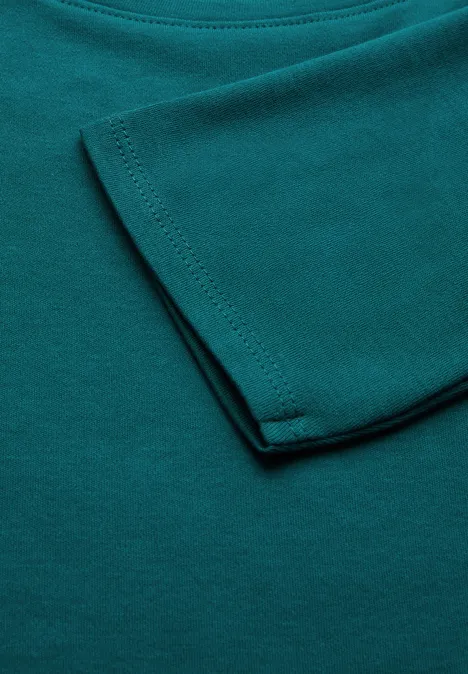 Basic Shirt in Unifarbe petrol green