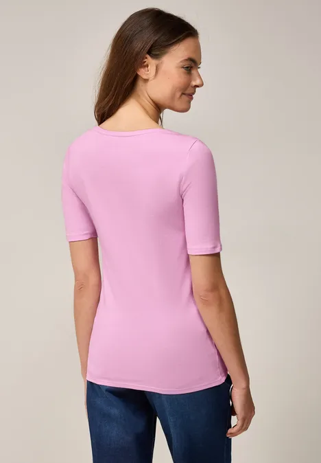 T-Shirt in Unifarbe cherry blossom pink