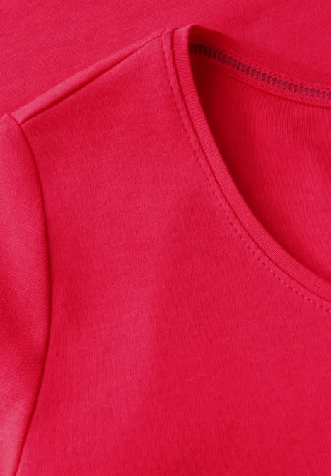 T-Shirt in Unifarbe glazed apple red