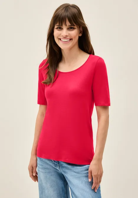 T-Shirt in Unifarbe glazed apple red