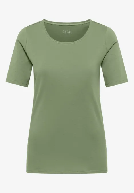 T-shirt basique à col rond en couleur unie deep matcha green T-shirt olive uni à manches courtes et col rond.