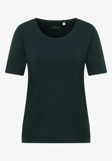 T-Shirt in Unifarbe ink green