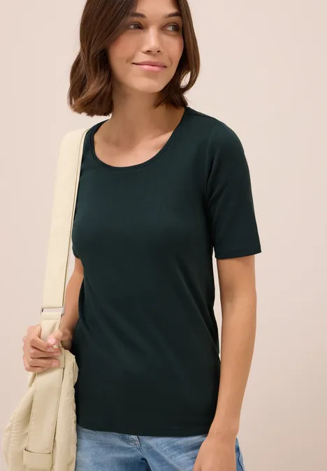 T-Shirt in Unifarbe ink green