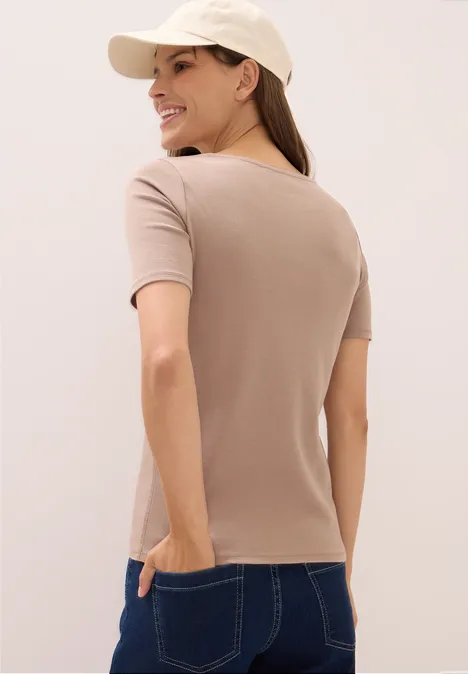 T-Shirt in Unifarbe natural taupe