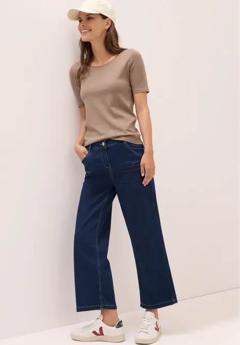 T-Shirt in Unifarbe natural taupe