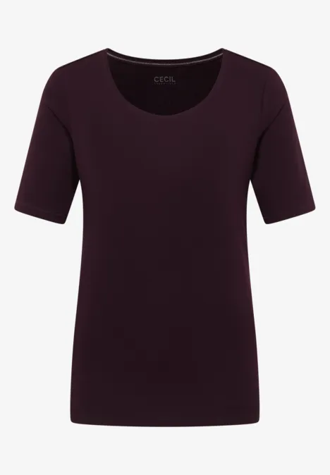 T-Shirt in Unifarbe eggplant red
