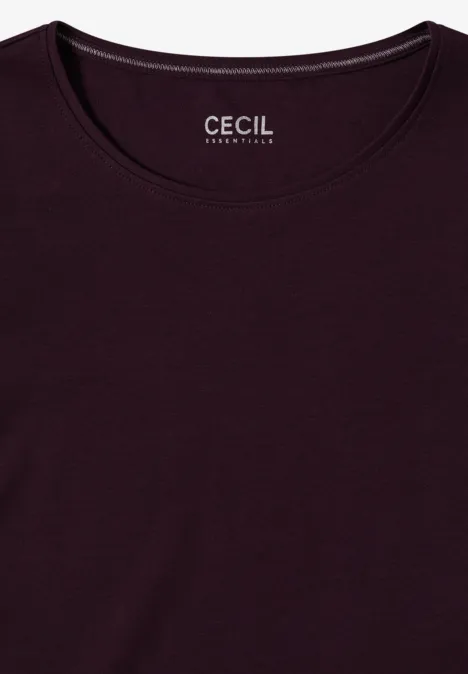 T-Shirt in Unifarbe eggplant red