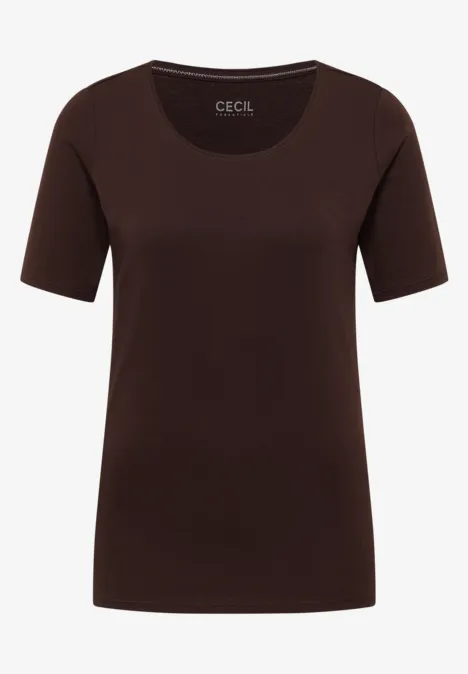 T-Shirt in Unifarbe tartufo brown