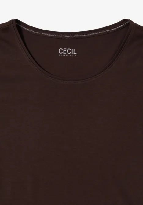 T-Shirt in Unifarbe tartufo brown